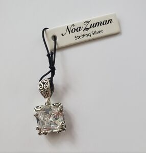 Noa Zuman Sterling Silver Pendant With Cubic Zirconia Centerpiece New
